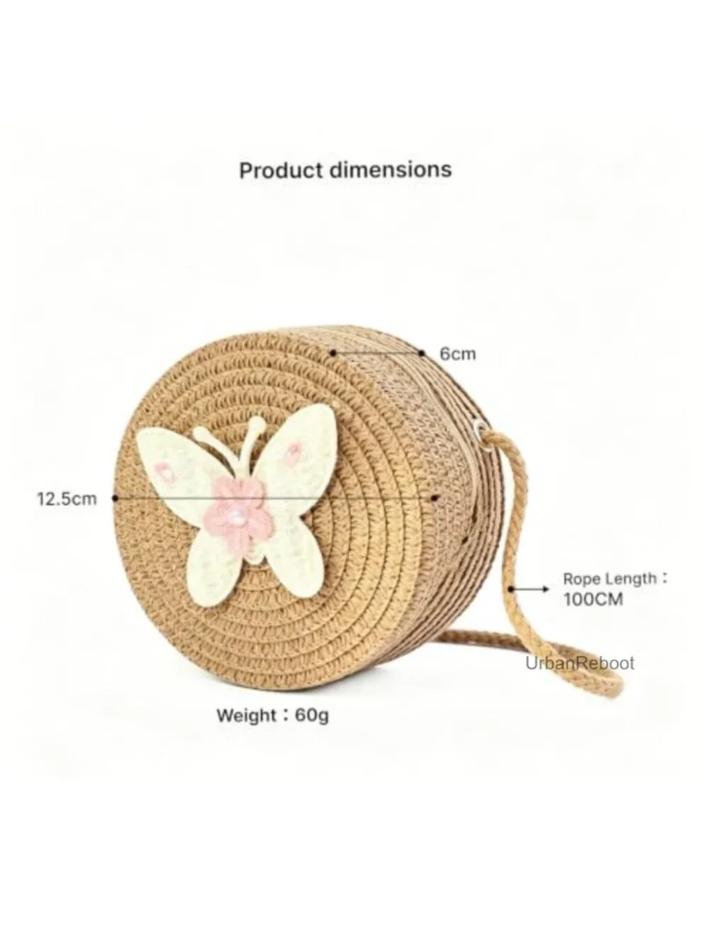 Girls Toddler Straw Crossbody Purse Mini Round Beach Bag Gift